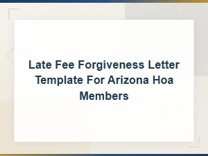 Arizona Hoa Late Fee Waiver